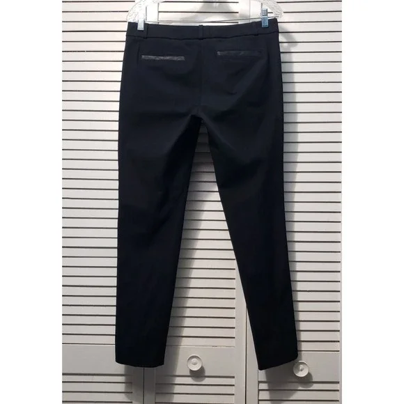 Banana Republic Sloan Fit Pants Women's 6 Black Faux Leather Stripe Down‎ Leg - Picture 5 of 13